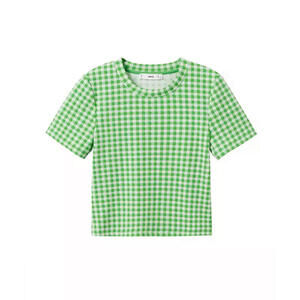 Mango gingham top size M french girl green and white